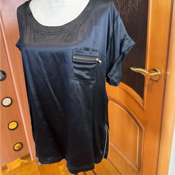 DVF Diane von Furstenberg satin 100% silk blouse shirt Sz 14 - Picture 3 of 16